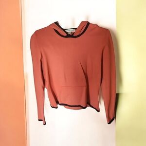 Coral Hoodie with Black Trim